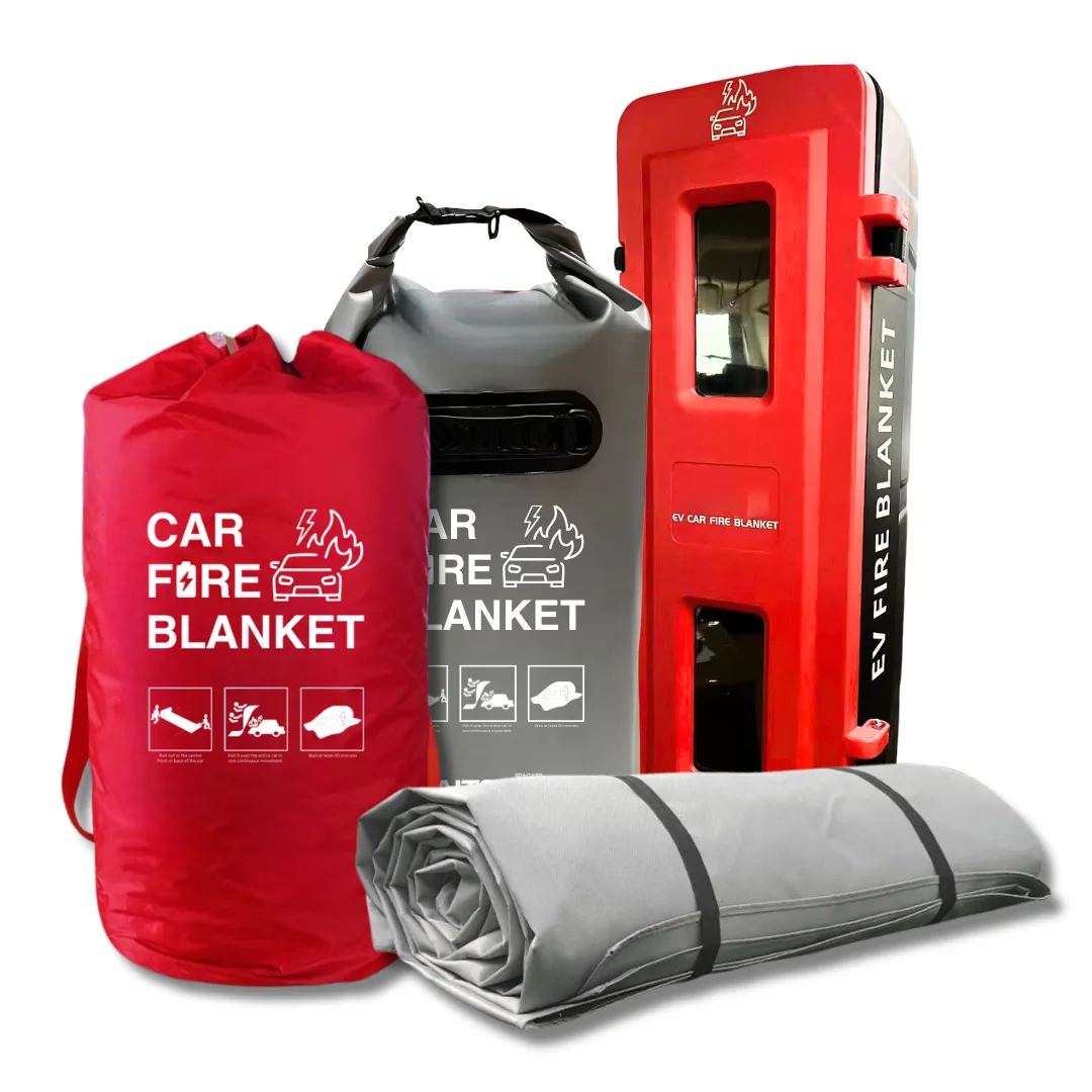 Lithium Battery Fire Blanket For EV Car 19.8 x 26 ft Graphite Silicone Coated Fire Blanket